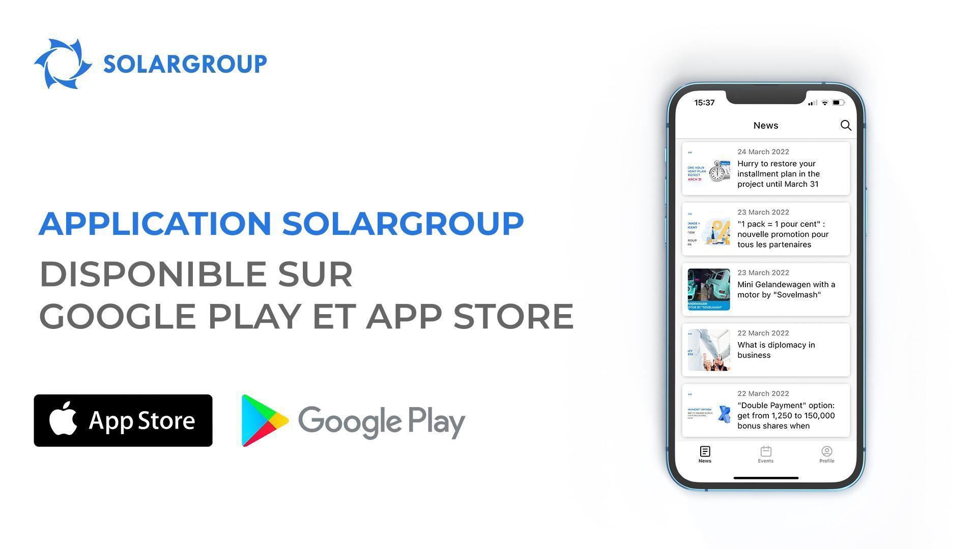 Un nouveau niveau de développement de la plate-forme informatique SOLARGROUP : l'application mobile est disponible sur Google Play et App Store