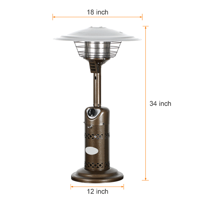 Bronze Tabletop Propane Stainless Steel Patio Heater