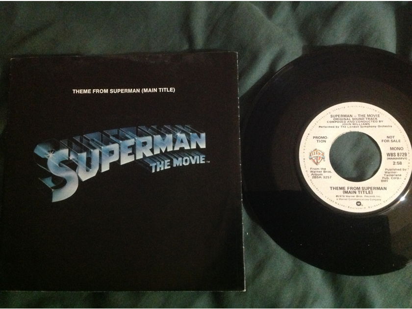 John  Williams - Theme From Superman Warner Brothers Records Promo Mono/Stereo 45 With Sleeve