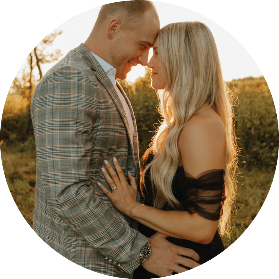 Abby & Conner taking an engagement photo.