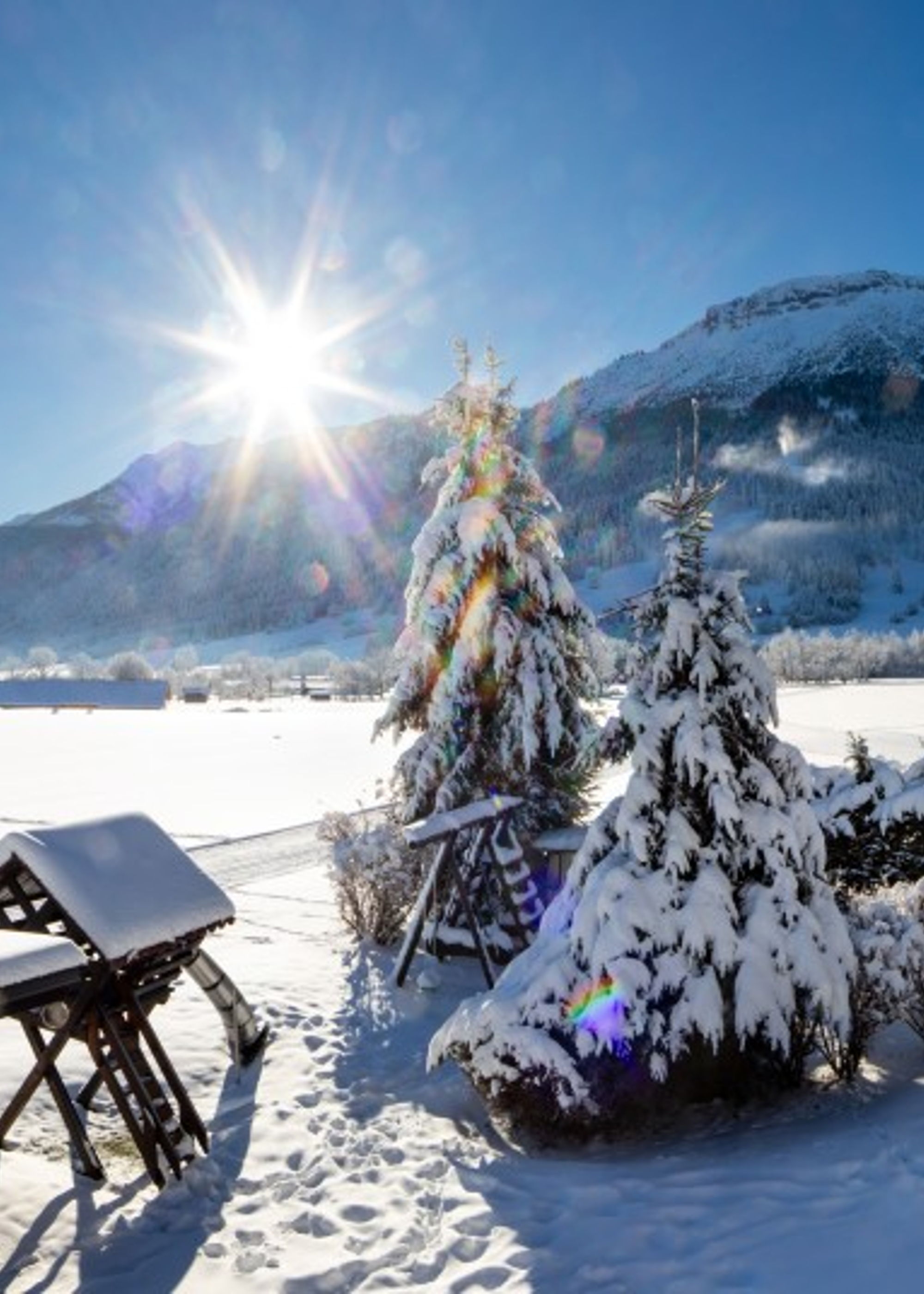 Ausblick auf die Allgäuer Bergwelt im Winter direkt von der Ferienwohnung Pfronten aus