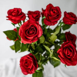 Red Real Touch Half Bloom Rose - Realistic Artificial Flowers