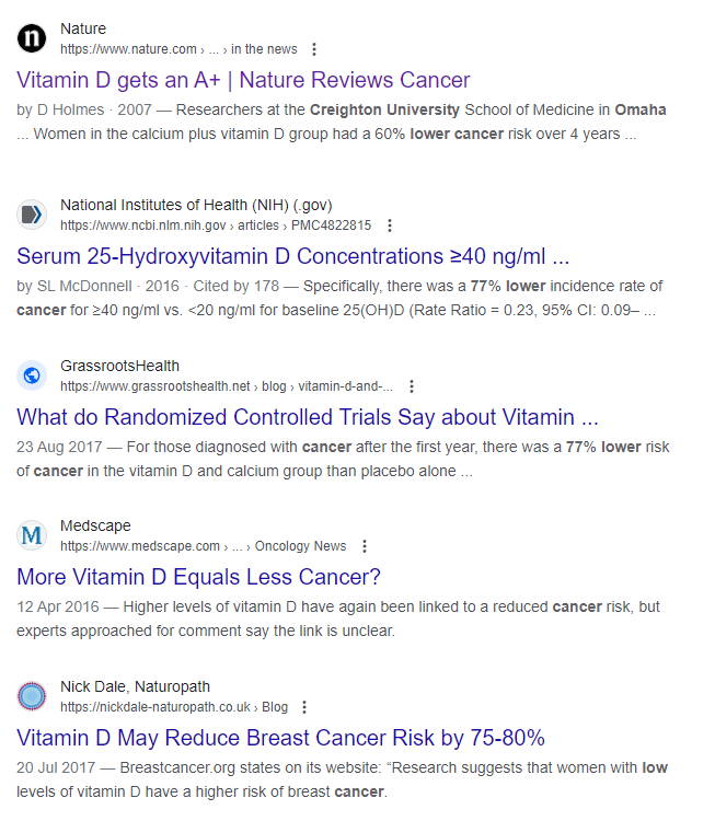 77% lower risk of cancers from Vitamin D - creighton university 4yr study
