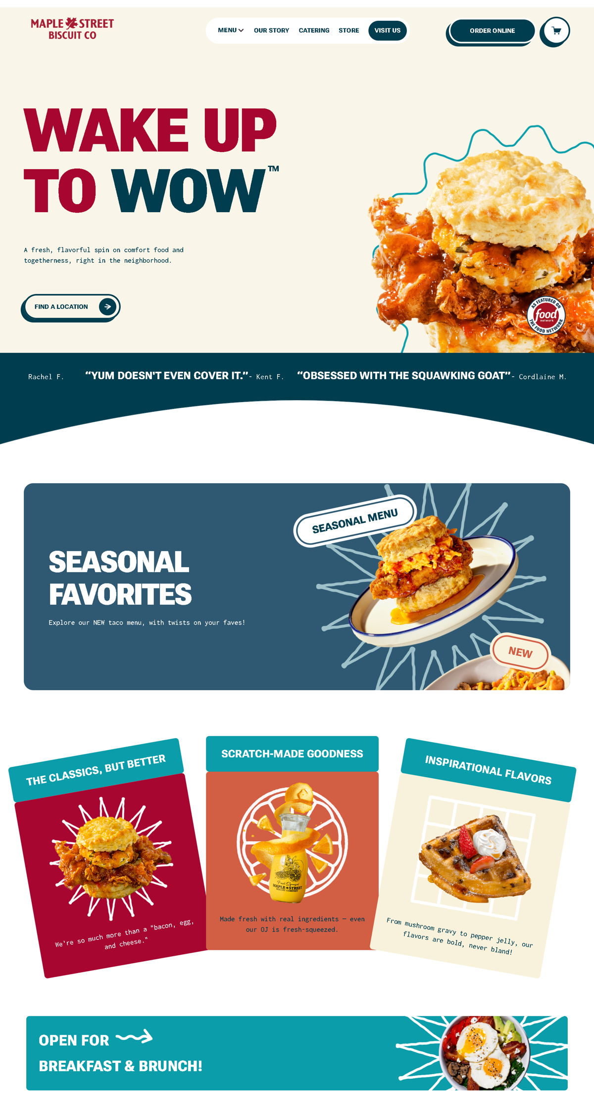 Screenshot of Maple Street Biscuits, from the homepage examples collection.