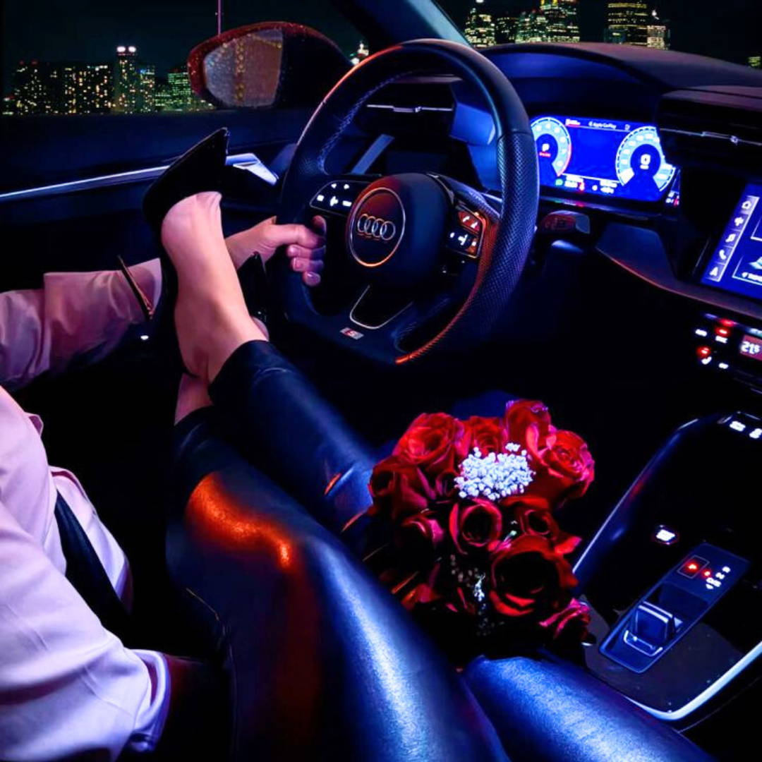 Romantic Drive in Red Ferrari