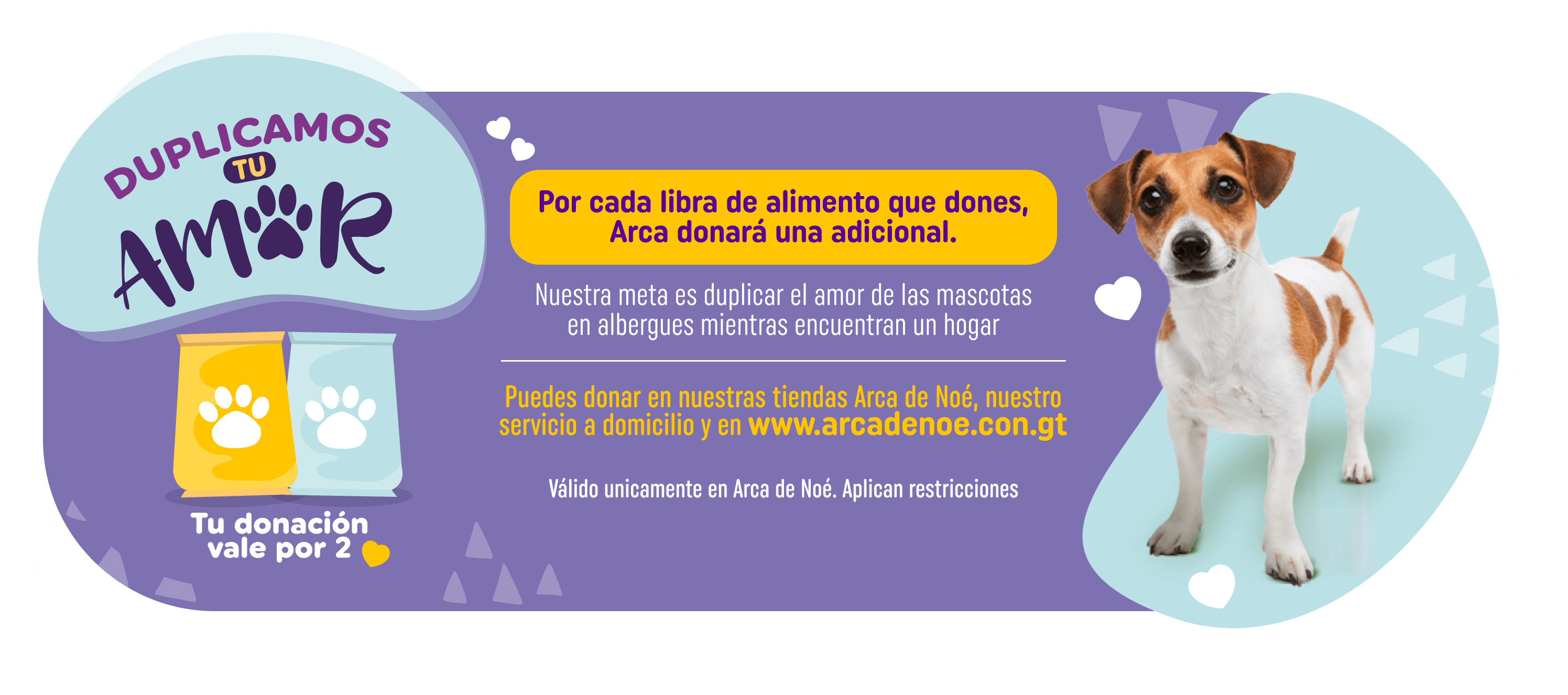 por cada libra de alimento que dones Arca donará una adicional