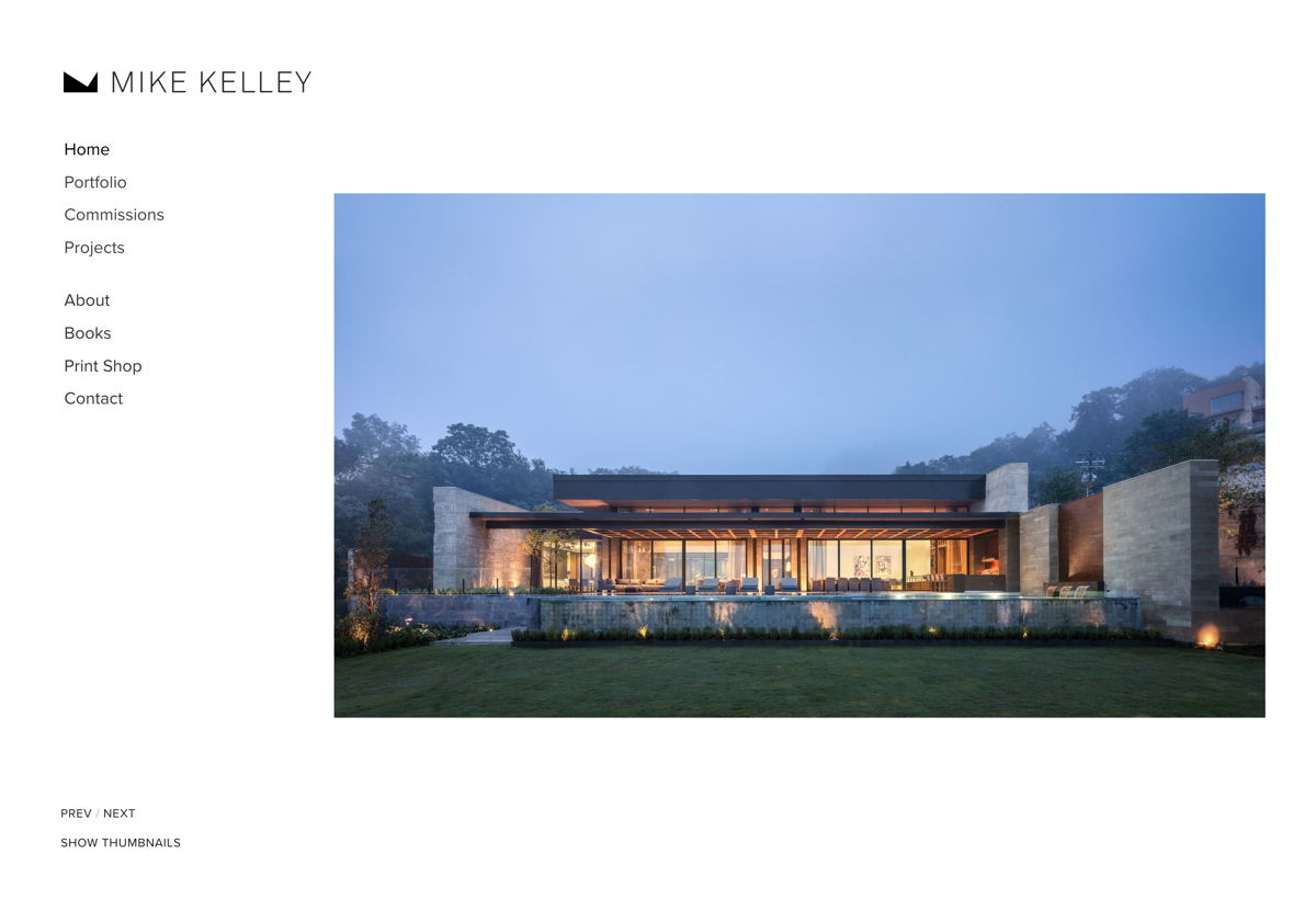 Screenshot of Mike Kelley, from the squarespace photography websites collection.