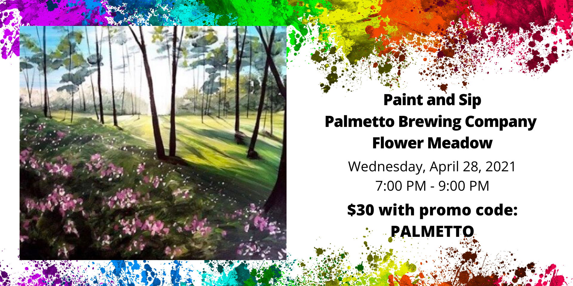 Paint and Sip @ Palmetto Brewing Co: Flower Meadow ($30) promotional image