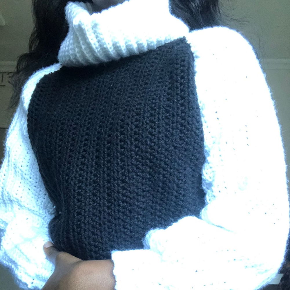 Mock Neck Sweater, Puff Sleeve Crochet Sweater, pattern