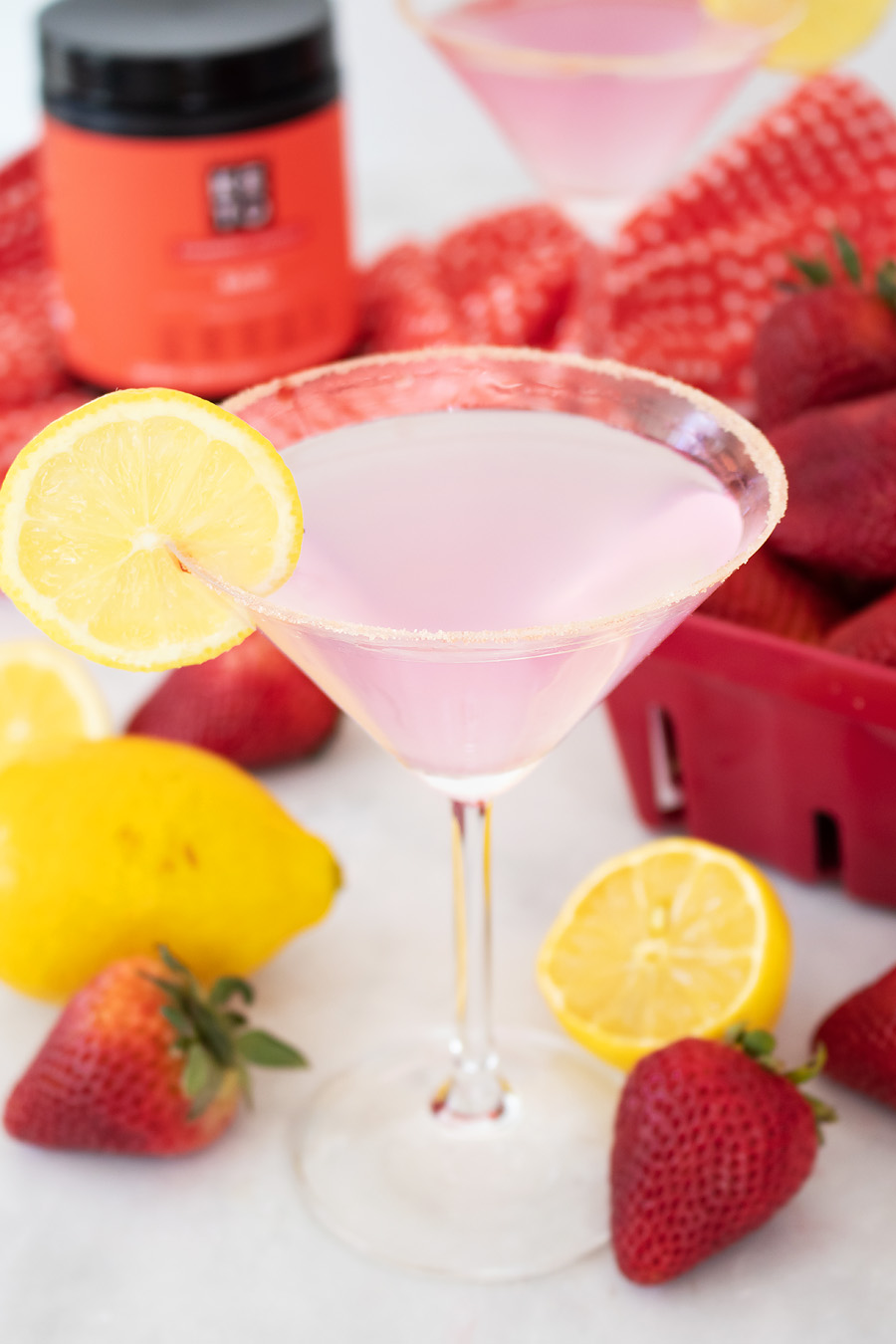 Keto strawberry lemon drop martini