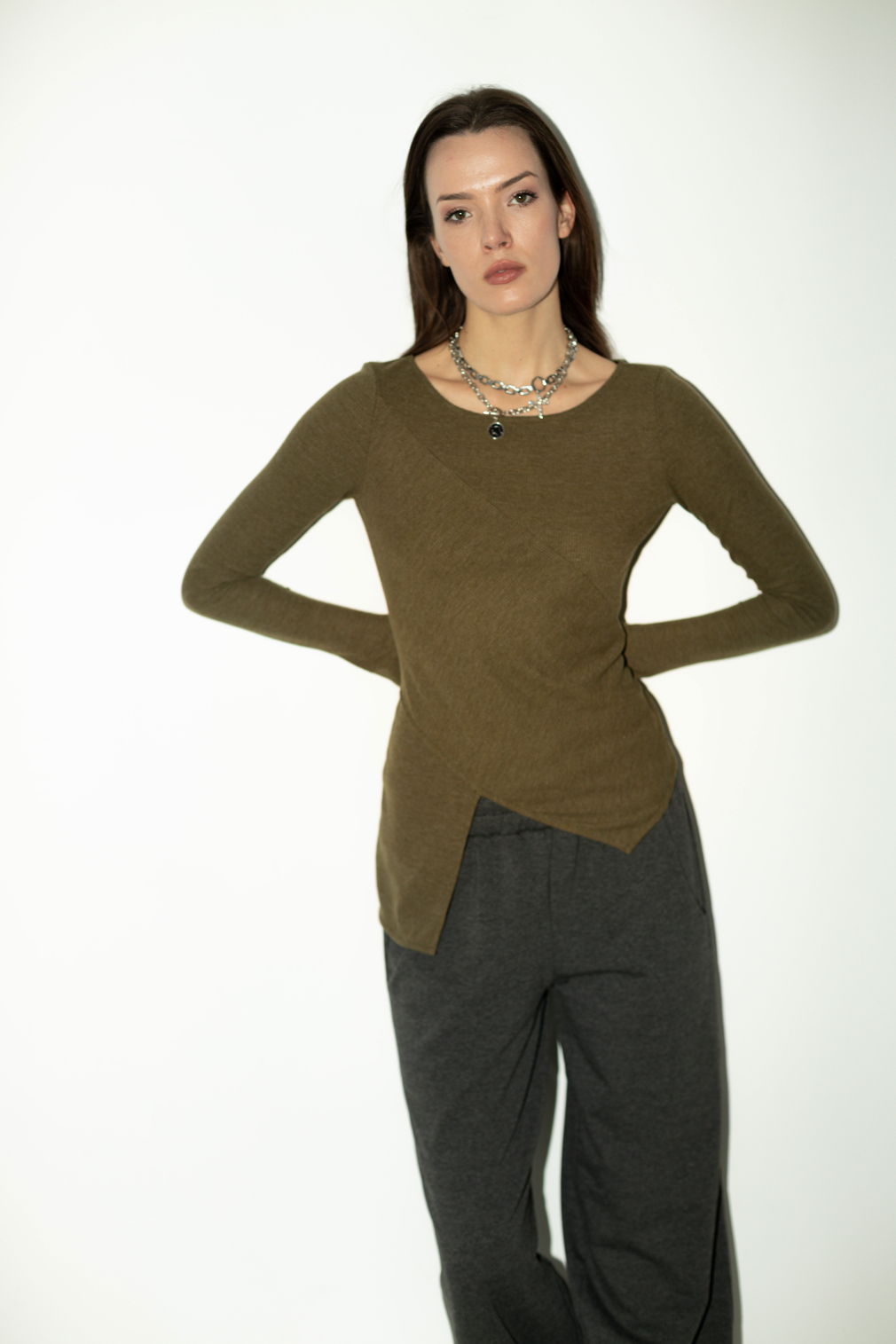 Кроп лонгслив Khaki