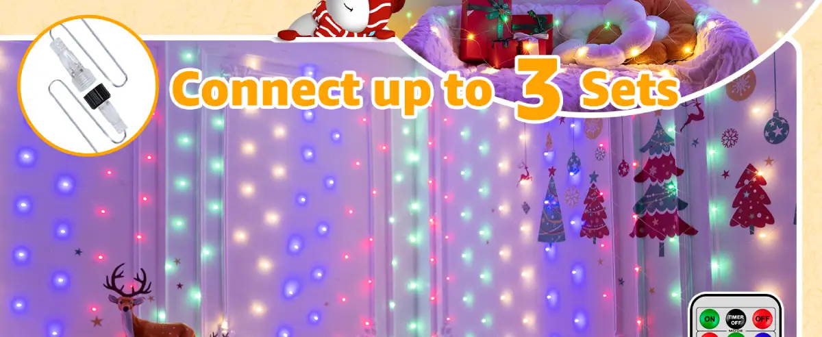 Features of Ollny's 200 leds multicolor net lights
