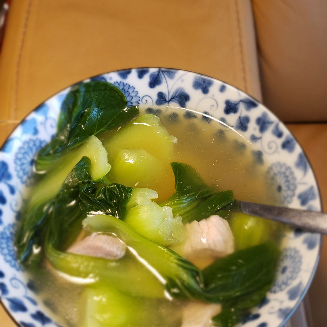 Bok choy and chicken soup