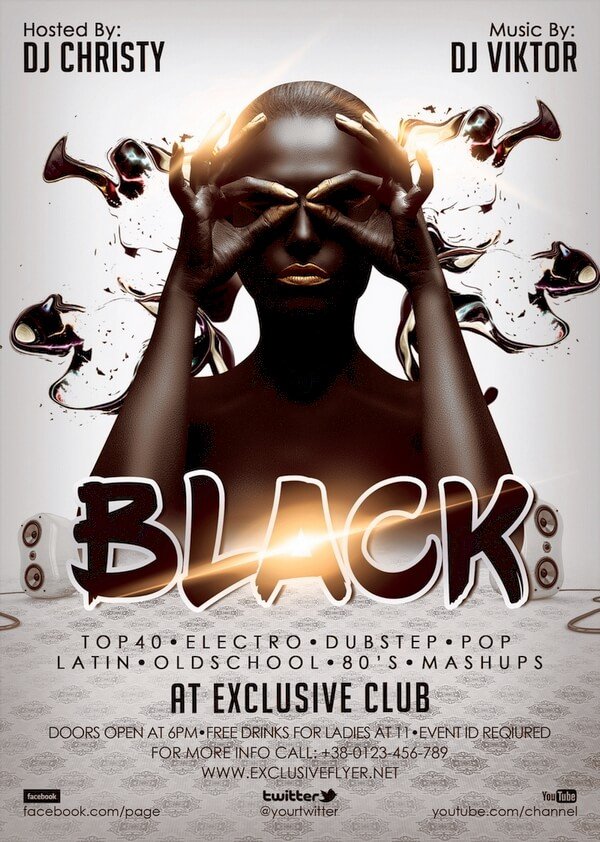 Club A5 Flyer шаблон - Black Night