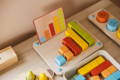 Multicolor educational wooden blocks. 