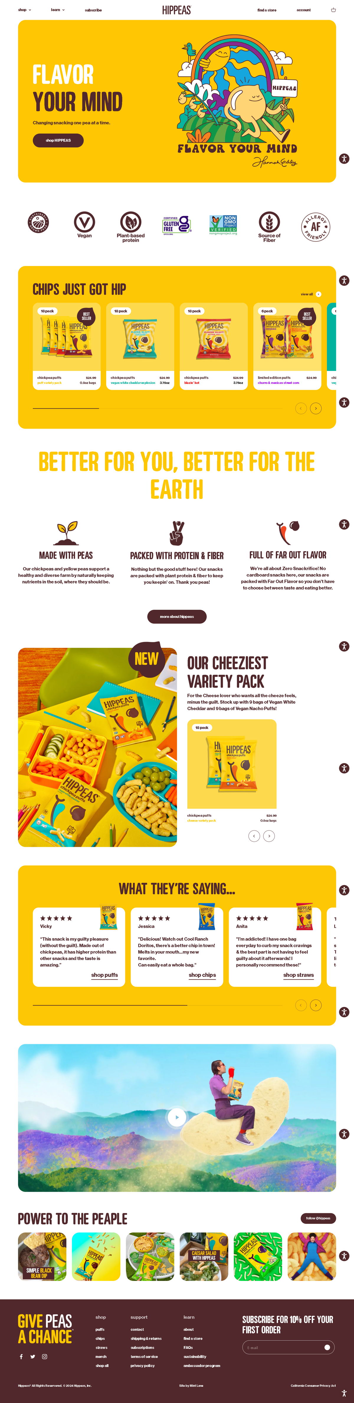 Screenshot of Hippeas, from the product page examples collection.