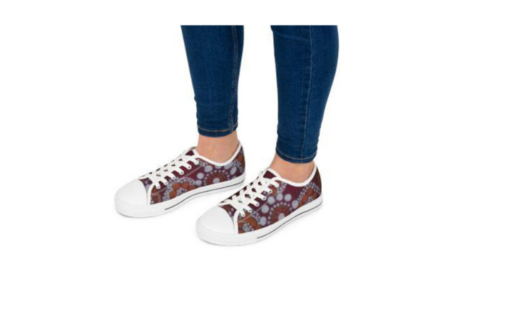 Women's Low Top Canvas Sneakers, Unique Artist Design - Image 4