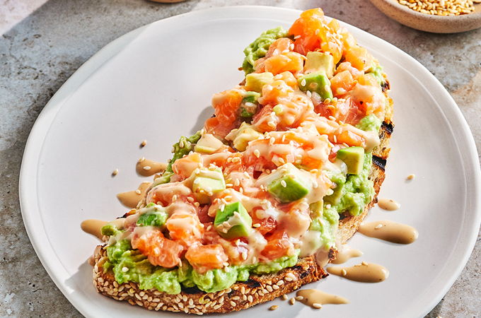Avocado and Sesame Salmon Tartare Toasts