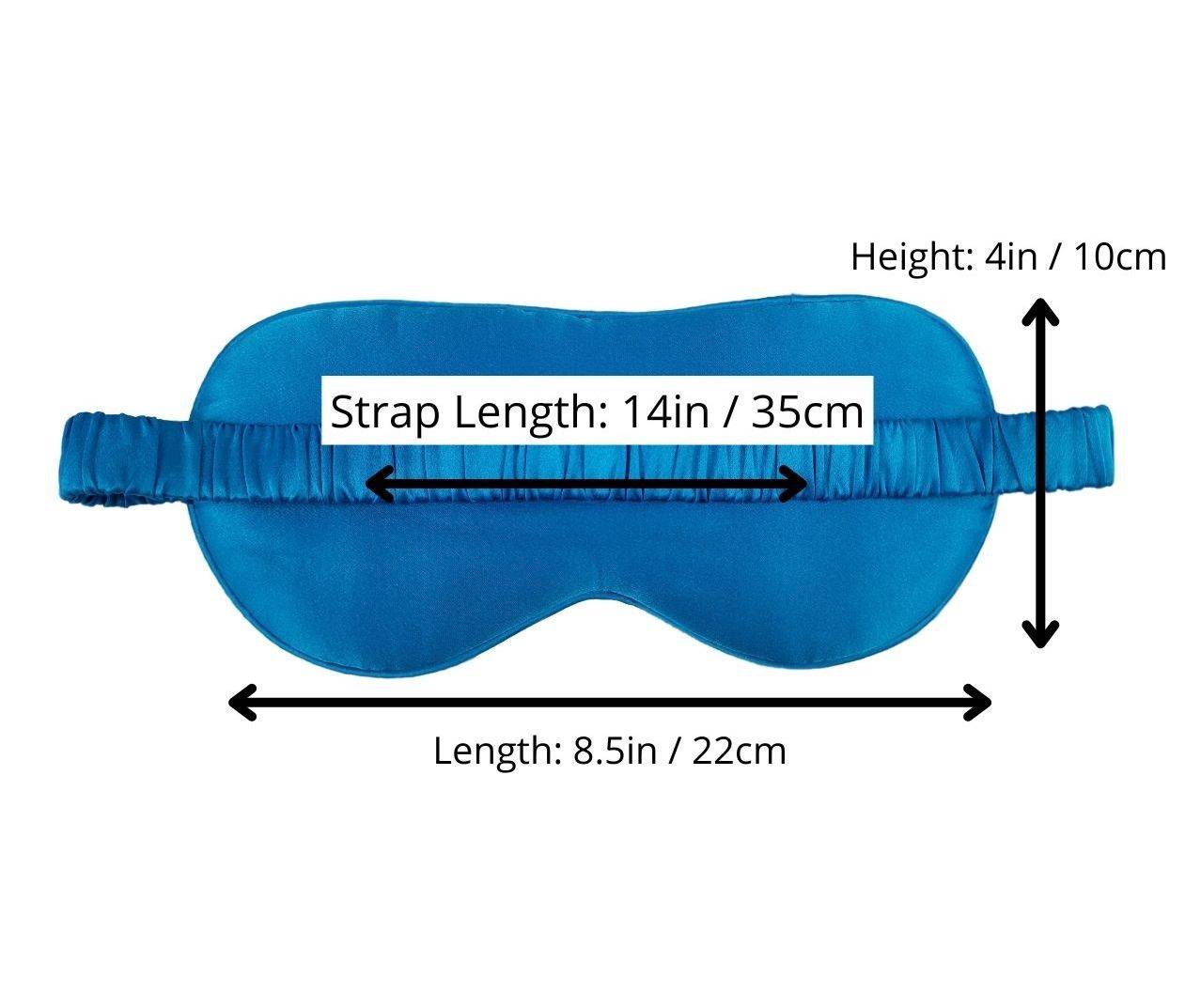 blue silk sleep mask by 1000 kingdoms size and directions