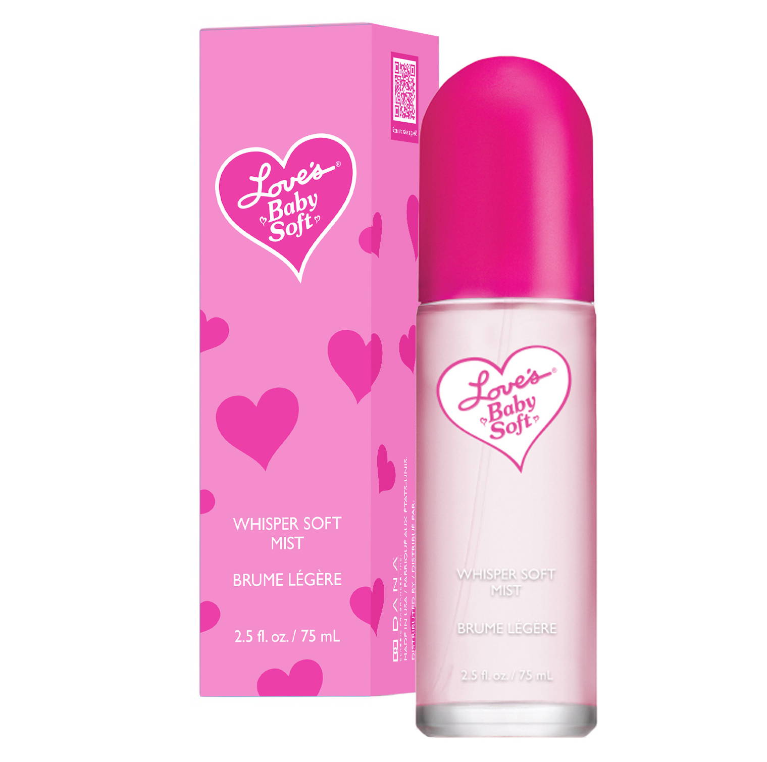 Love's Baby Soft Whisper Mist cologne 2.5 fi oz / 75 ml bottle and packaging box.