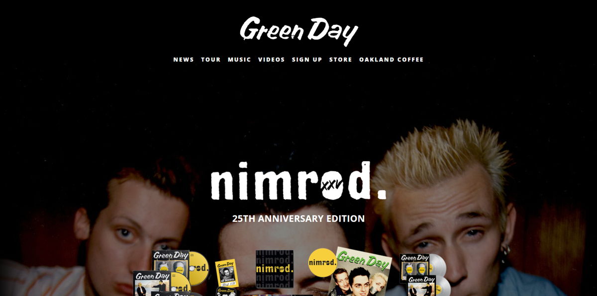 Screenshot of Green Day, from the band websites collection.