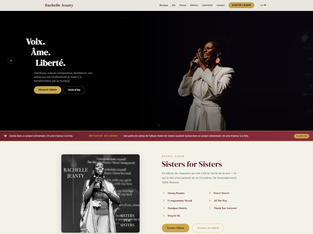 Screenshot of Rachelle Jeanty, from the lovable websites collection.