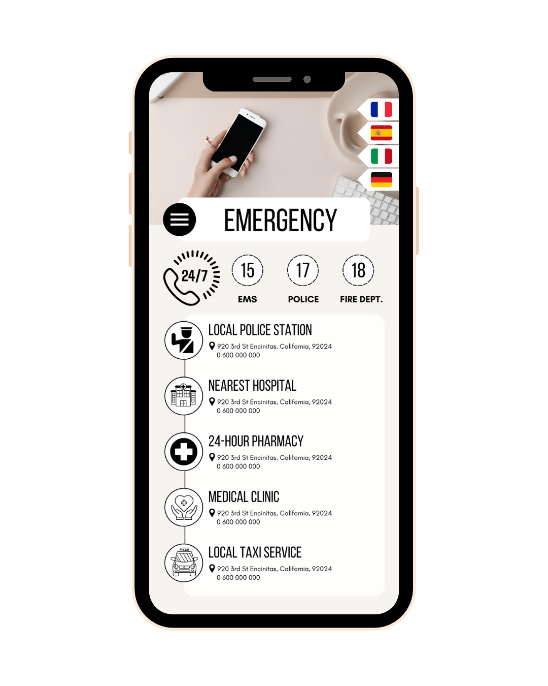 Editable Airbnb Welcome Book on smartphone screen, guest information guide template