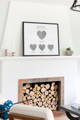 family fingerpirnt artwork keepsake on mantel above fireplace