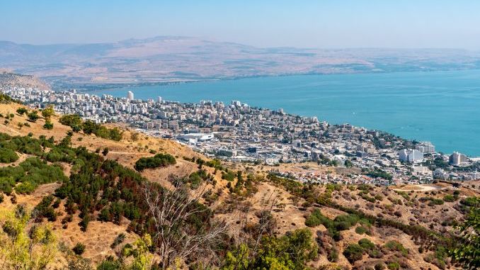 View of the city of Tiberias and The Sea of Galilee in Israel