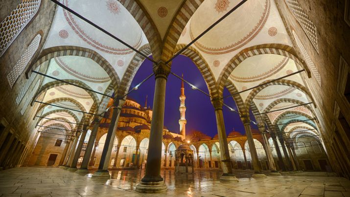 The Blue Mosque was built to rival Hagia Sophia, displaying Ottoman greatness and Islamic architecture