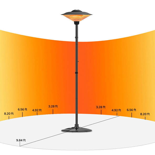 Infrared Patio Heater Electric Portable 1500W Adjustable Indoor/Outdoor Golden Tube Heater