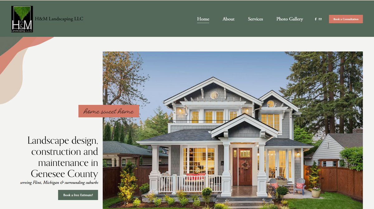 Screenshot of H&M Landscaping LLC, from the brochure websites collection.