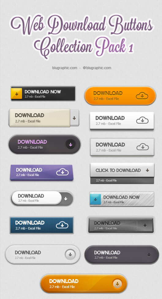 Web Download Buttons в PSD - Collection Pack 1