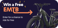 Enter to win a free Aventon Aventure 2 electric mountain bike; promotional image showing the e-bike on a stand with giveaway text