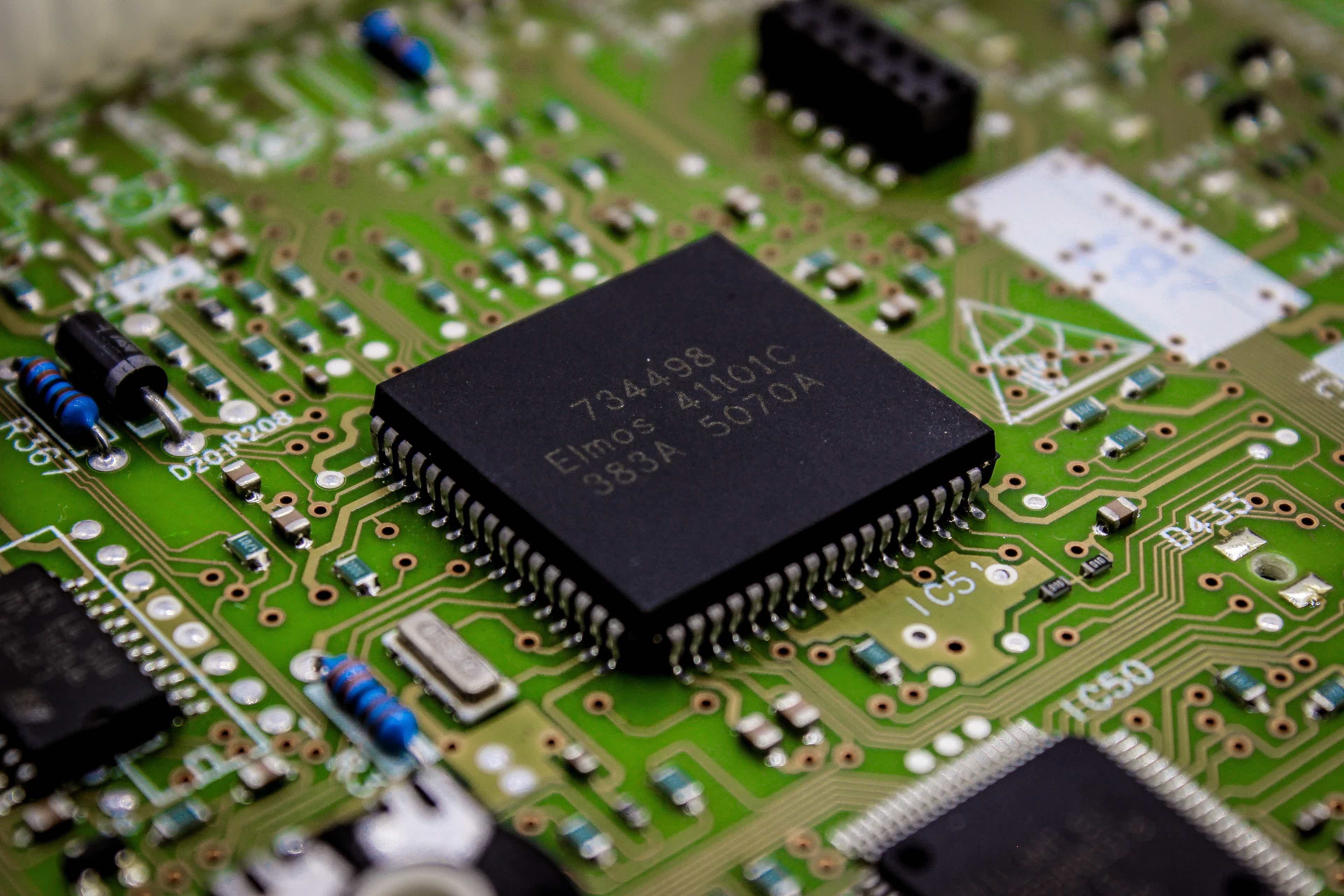 An electronic circuit board.