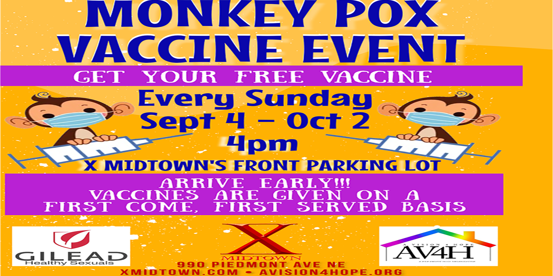 FREE Monkey Pox Vaccine Event At X Midtown promotional image
