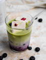 Blueberry Iced Matcha Latte