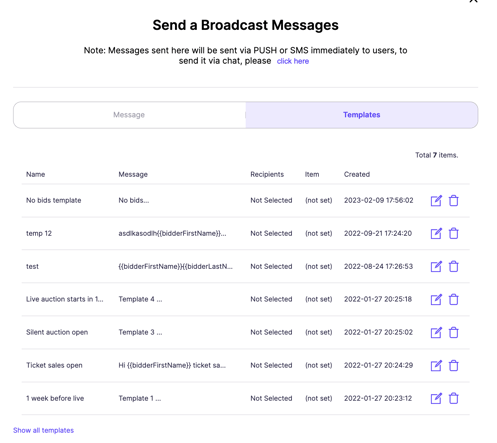 broadcast templates
