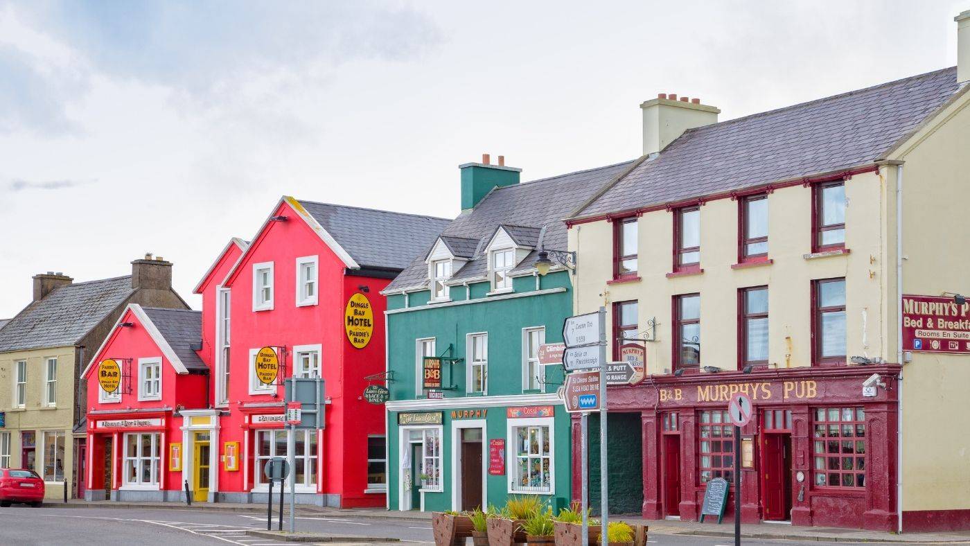 Bambina Ireland Travel Guide Colorful Houses Pubs and Hotels on a Village Street