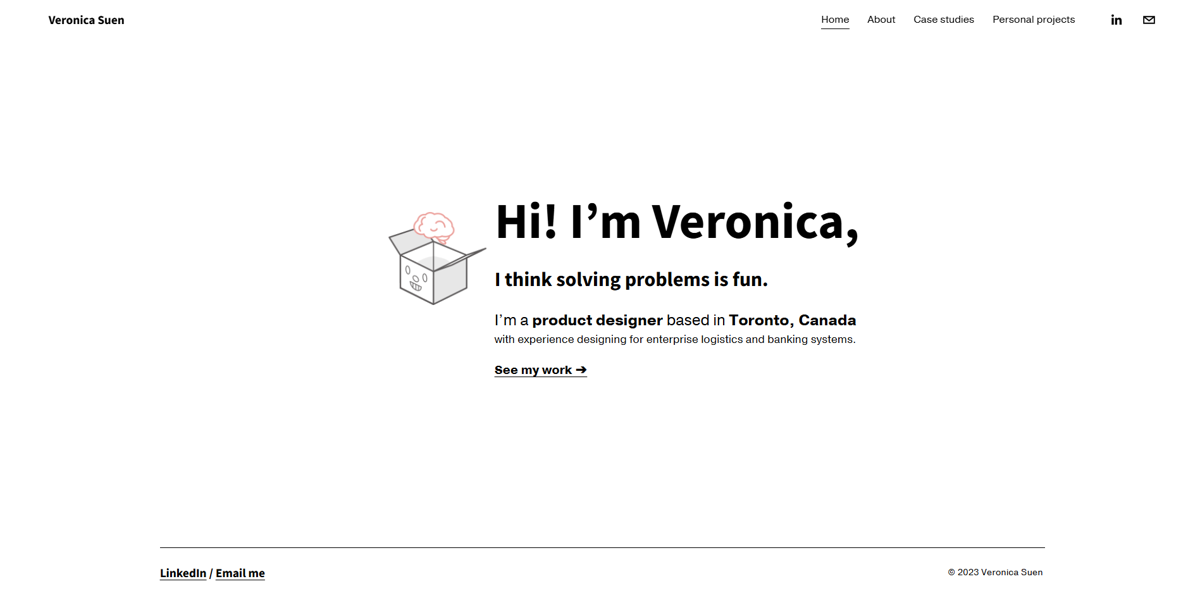 Screenshot of Veronica Suen, from the product designer portfolios collection.