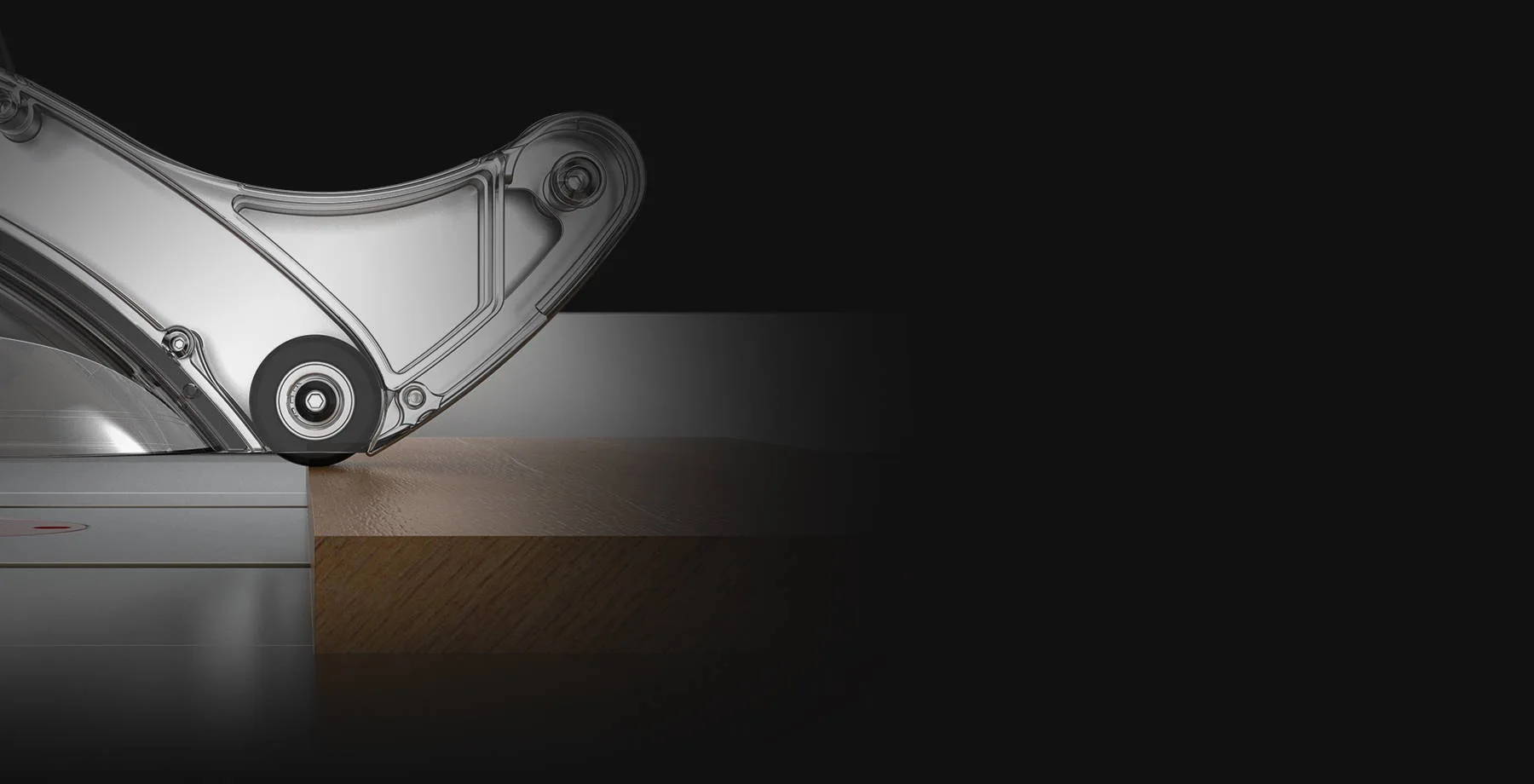 universal overhead guard table saw accessory Shark S10 integrated nylon roller reduces surface drag and resists wear, guiding material smoothly while protecting delicate stock from scratches and friction during feed