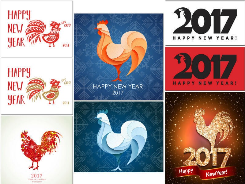 Новый дизайн 2017 года - огненный петух (.eps, .jpg)