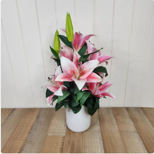 Oriental Lily Arrangement Medium - Realistic Artificial Flowers - Image 2
