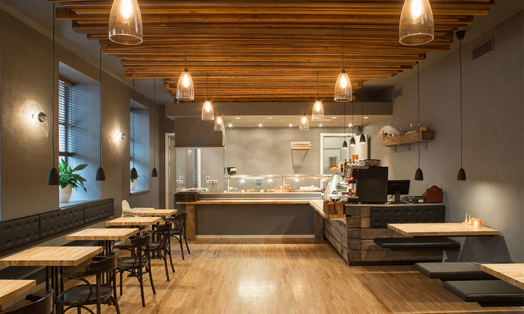 Plyco's Wide Grain Bamboo panels used for tabletops in a Melbourne restaurant
