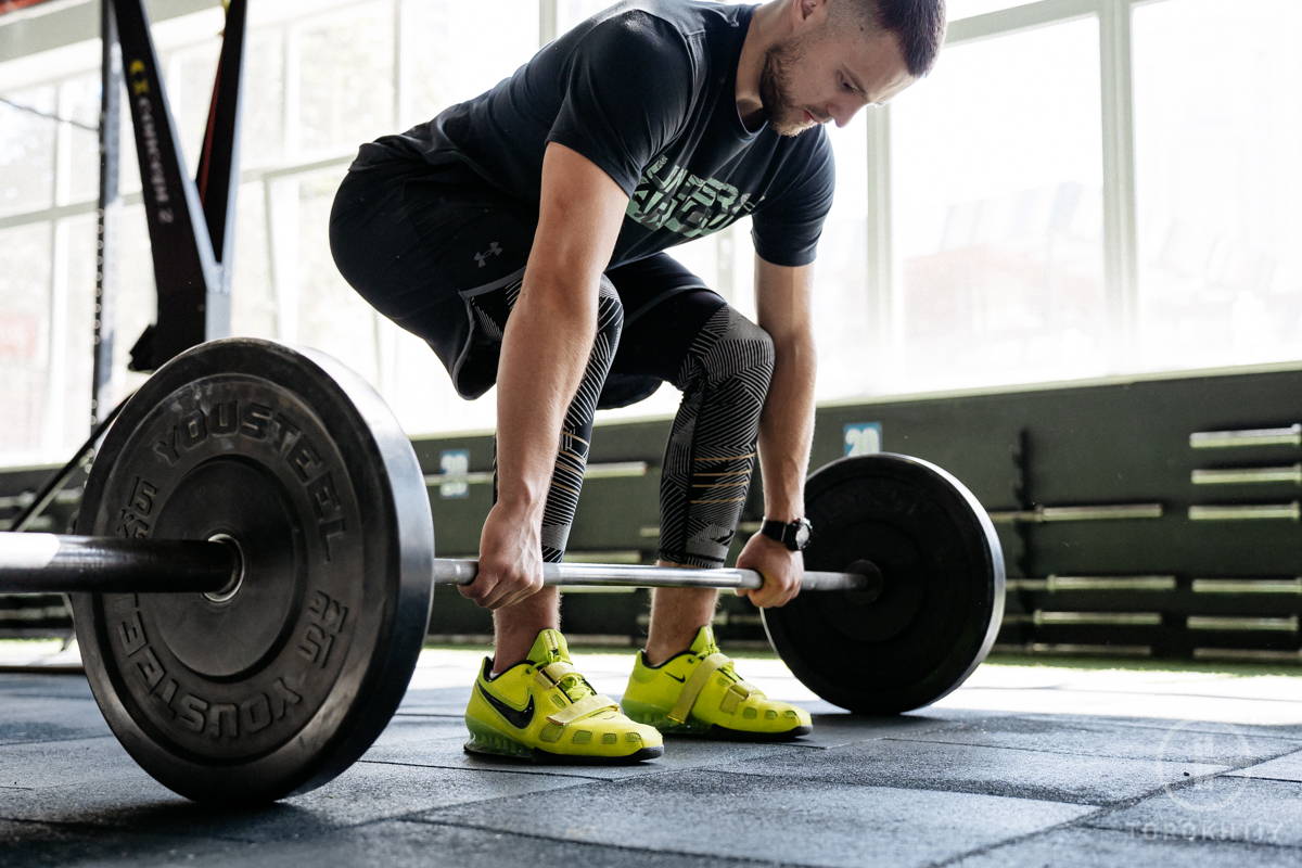 WBCM deadlifting in gym WBCM deadlifting in gym