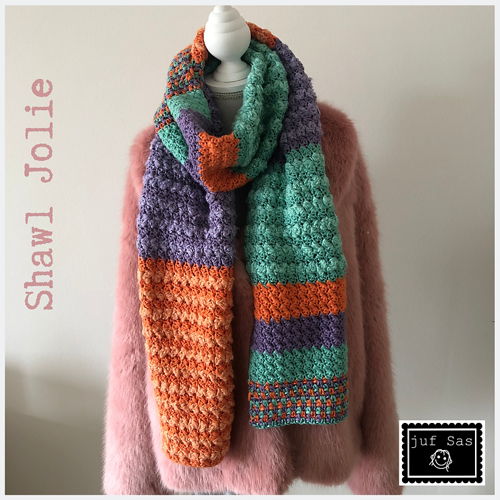 Crochet pattern shawl Jolie by teacher Sas