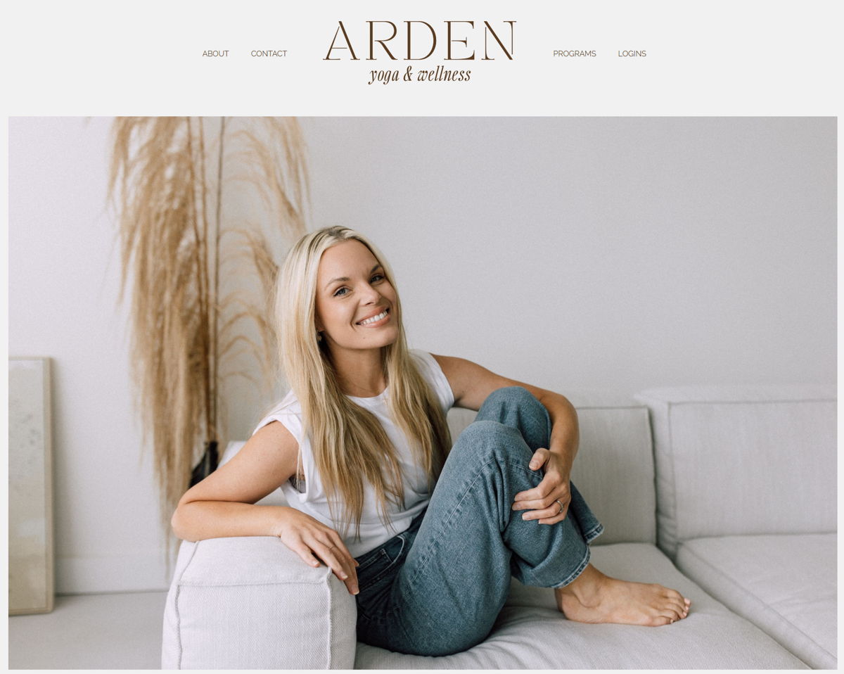 Screenshot of Arden Yoga & Wellness, from the personal trainer websites collection.