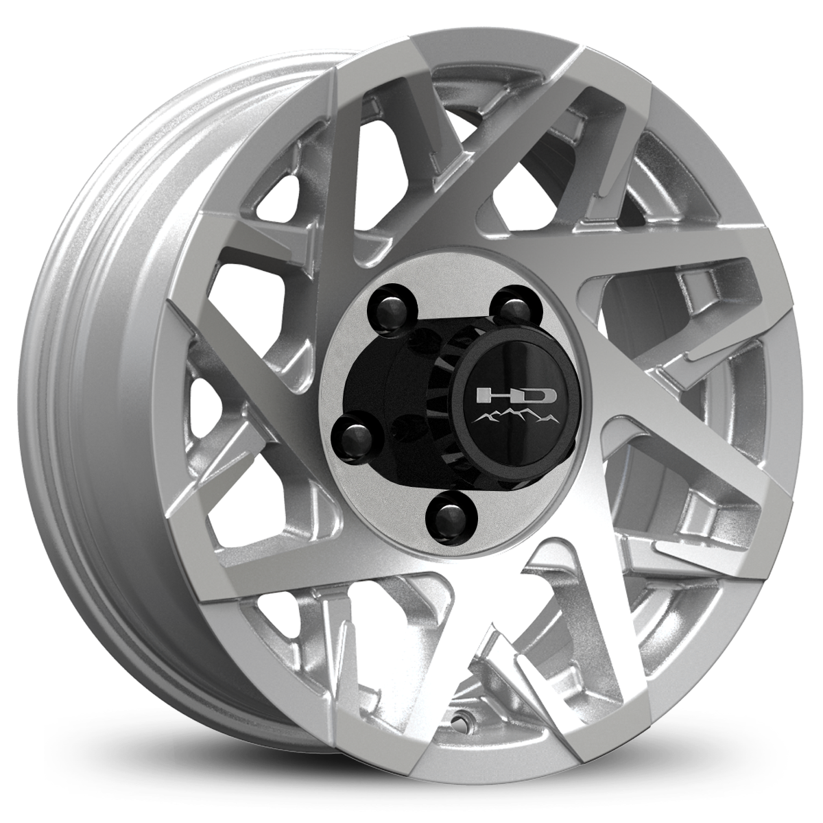 HD Off-Road Canyon Custom Trailer Wheel Rims in 14x5.5 Gloss Silver Machined Face with Center Cap & Logo fits 5x4.50 / 5x114.3 Axle Boat, Car, RV, Travel, Concession, Horse, Utility, Lawn & Garden, & Landscaping.