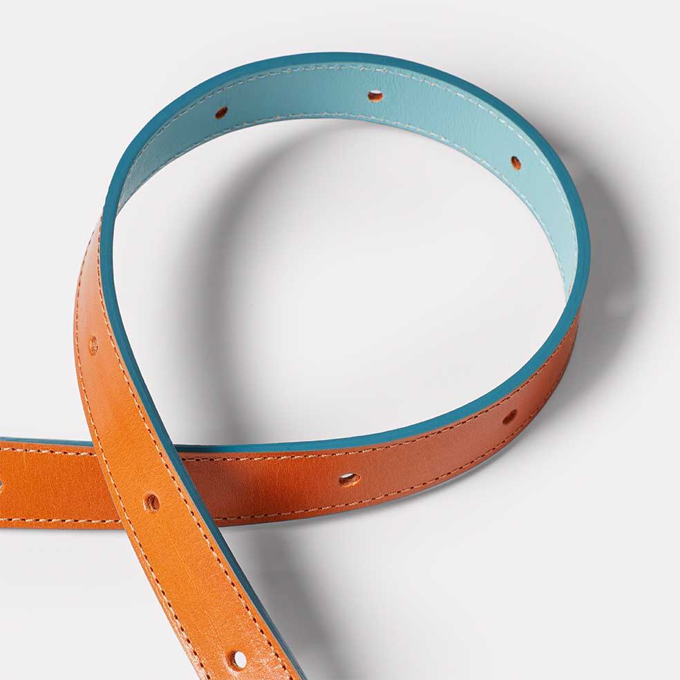 Waste You Want Tri-Colour Arty Leather Belt in Tan