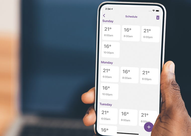 Creating a heating schedule in the Mysa app